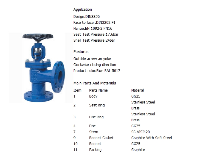 铸铁角式截止阀,DIN PN16