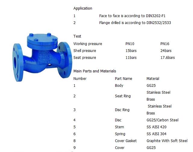 铸铁升降式止回阀,DIN PN16